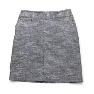 Merona brown linen cotton blend tweed pencil skirt w/ stitching pockets zipper